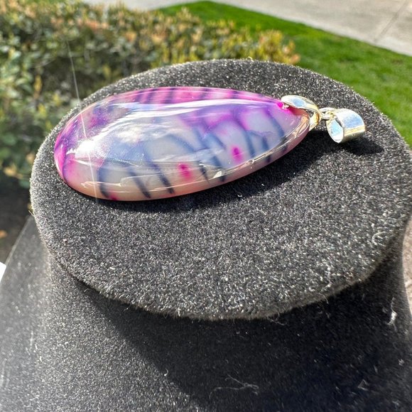 Grey Blue Purple High Polish Glossy Pendant - Picture 3 of 6